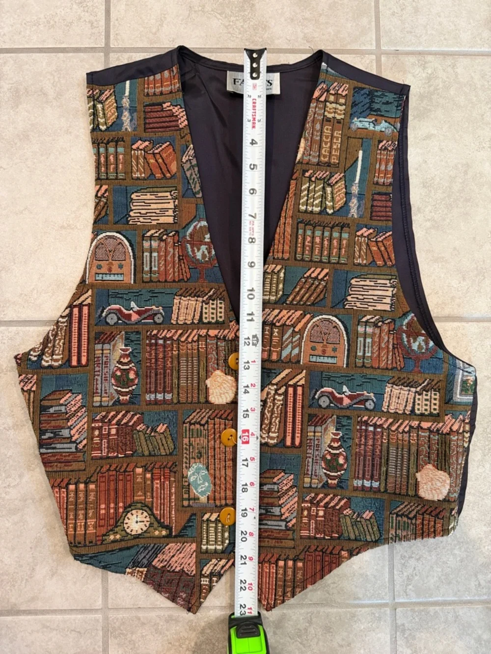 FACETS Vintage Tapestry Bookcase Vest - Picture 8 of 10